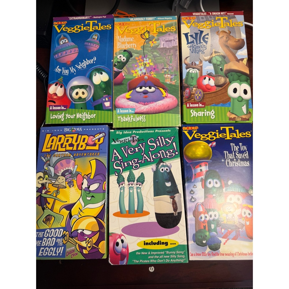 VeggieTales LarryBoy‎ VHS Lot of 6 Madame Blueberry Silly Sing-Along Christmas